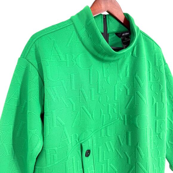 NEW NWT Ali Miles Sz Small Green Alphabet Teacher Wearable Art Blouse Shirt Top - Picture 4 of 6